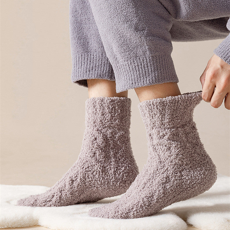 Winter Warm Fuzzy Coral Fleece Socks Women Men Velvet